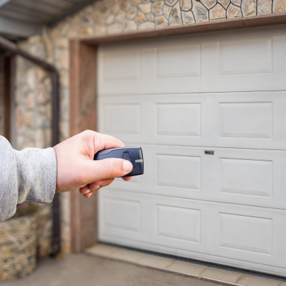 Orlando security key fob pointing to a garage door